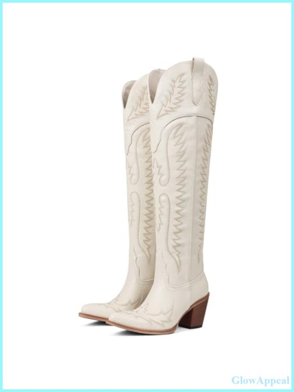 Faux Leather Over the Knee Western Boots Pointed Toe Block Heel